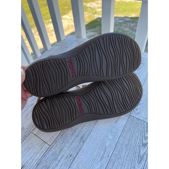 Vionic Rest Nala Sandals Womens Size 9 Tan Gold Casual Classic T Strap Cork - Picture 6 of 7